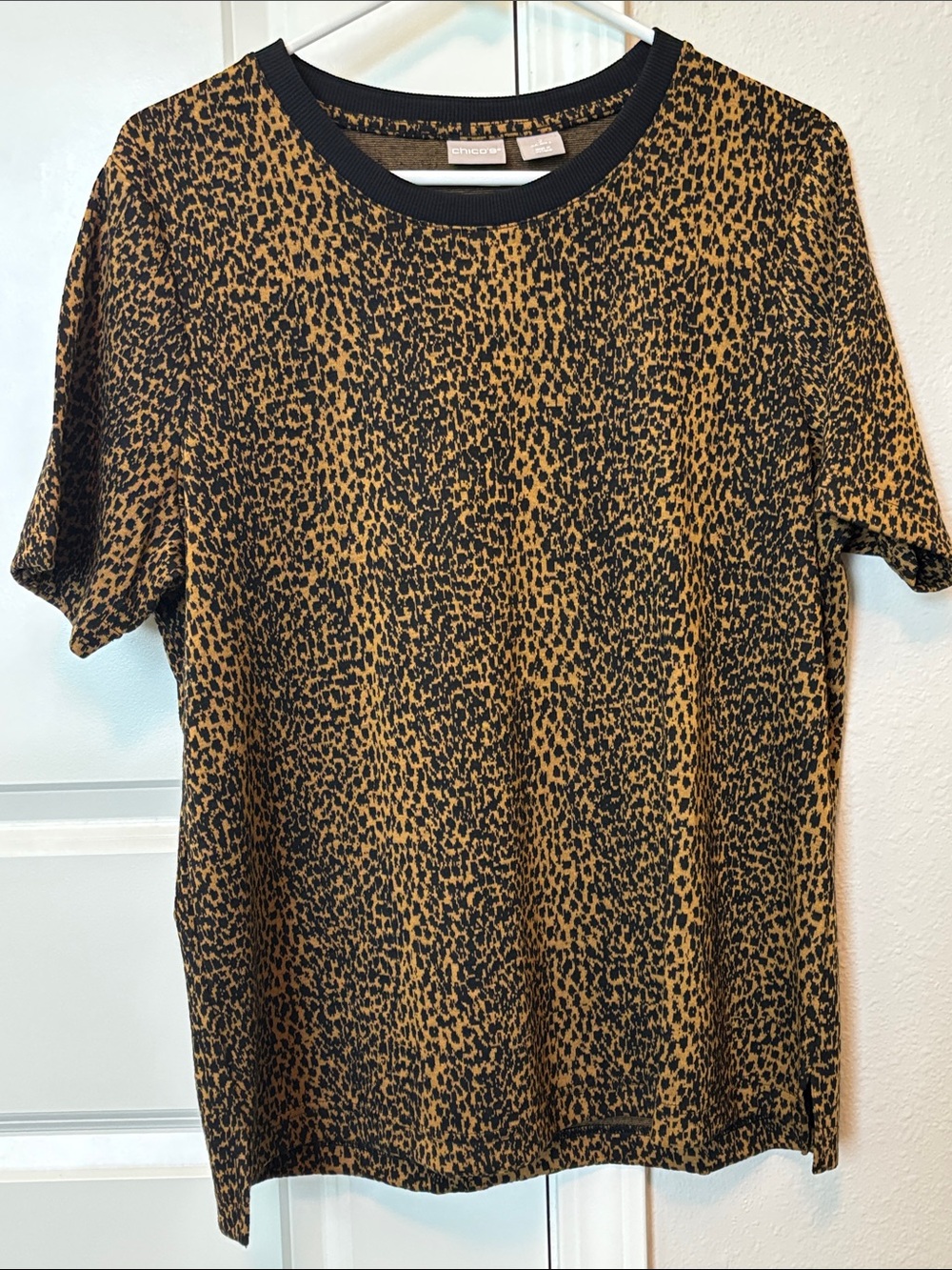 Chico's Short-Sleeve Leopard-Print Tee in Black and Brown